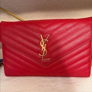 Yves Saint Laurent Vibrant Red Chevron Clutch